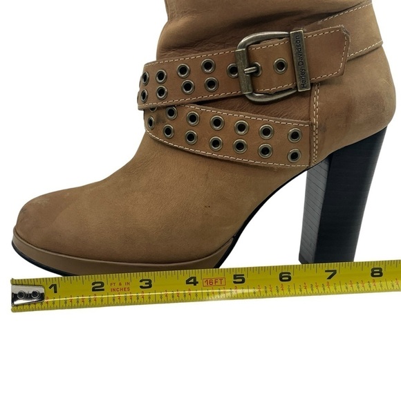 Harley Davidson Women Sz 6.5 Maribel Suede Leather Tall Slouch Heeled Zip Boots - Picture 14 of 16